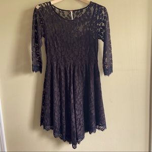 Free People Black Lace Mini Dress